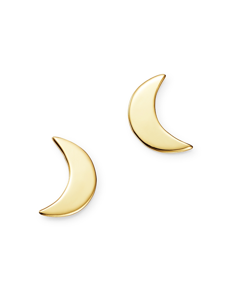 Moon & Meadow Small Moon Stud Earrings In 14k Yellow Gold - Exclusive In Gold