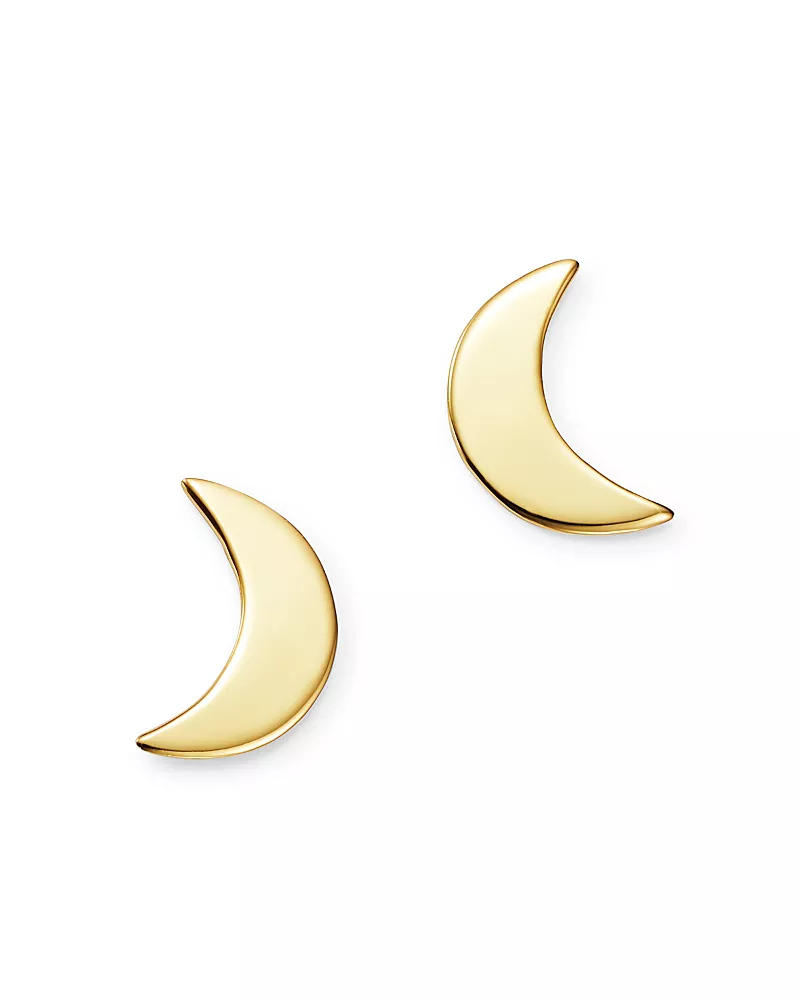 Moon & Meadow Small Moon Stud Earrings in 14K Yellow Gold - Exclusive