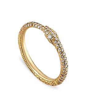 Gucci - 18K Yellow Gold Diamond Ouroboros Snake Ring