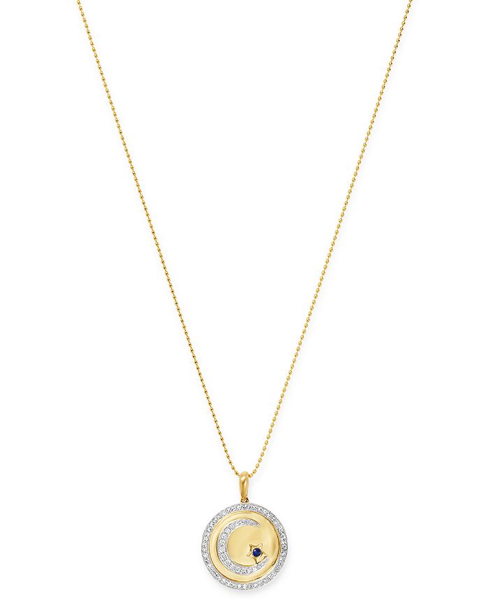 Kc Designs 14k Yellow Gold Blue Sapphire & Diamond Star & Moon Medallion Necklace, 18 In Blue/gold