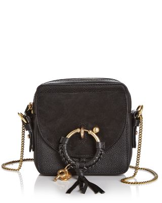 See by chloé joan small discount leather and suede crossbody bag