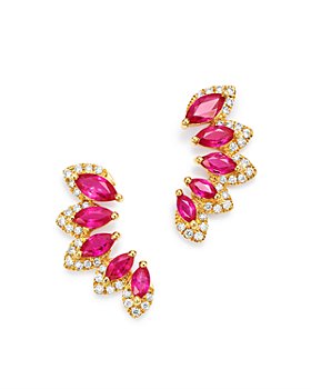 Bloomingdale's - Ruby & Diamond Climber Earrings in 14K Yellow Gold - 100% Exclusive