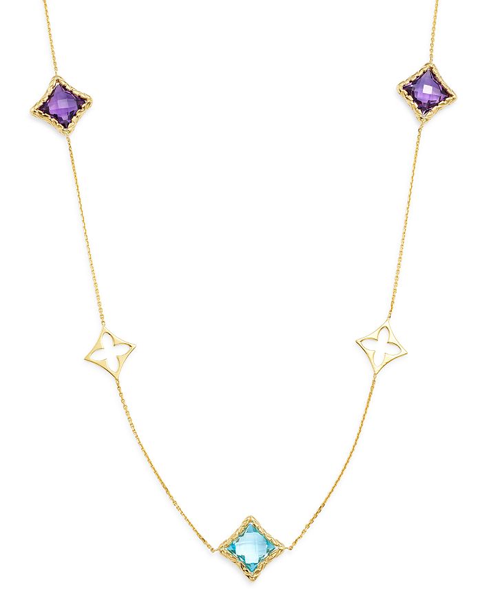 Bloomingdale's - Multicolor Clover Station Necklace in 14K Yellow Gold - 100% Exclusive