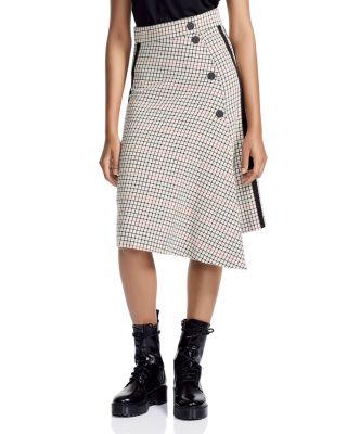 asymmetric plaid shirt dress maje