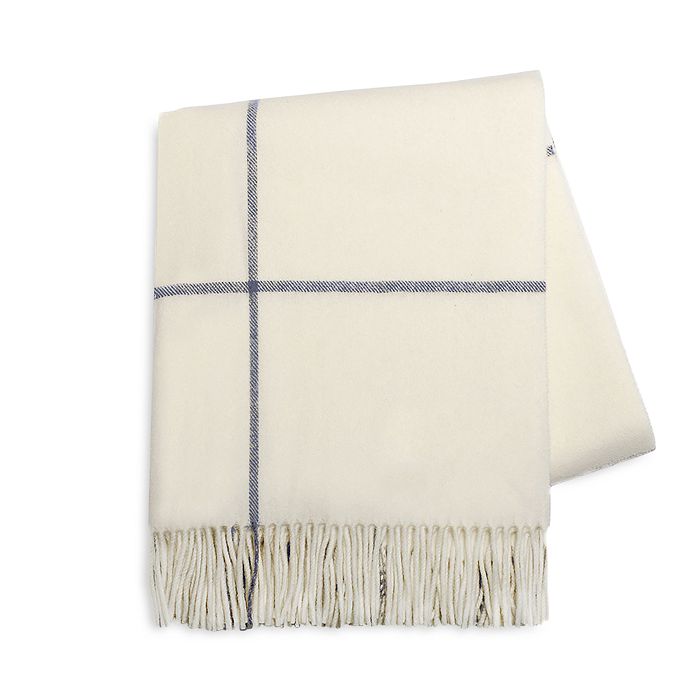 Lands Downunder Charm Lambswool Cashmere Throw In Ecru/navy