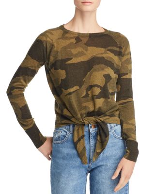 Olivaceous Camo Long Sleeve Tie Front Top Bloomingdale s