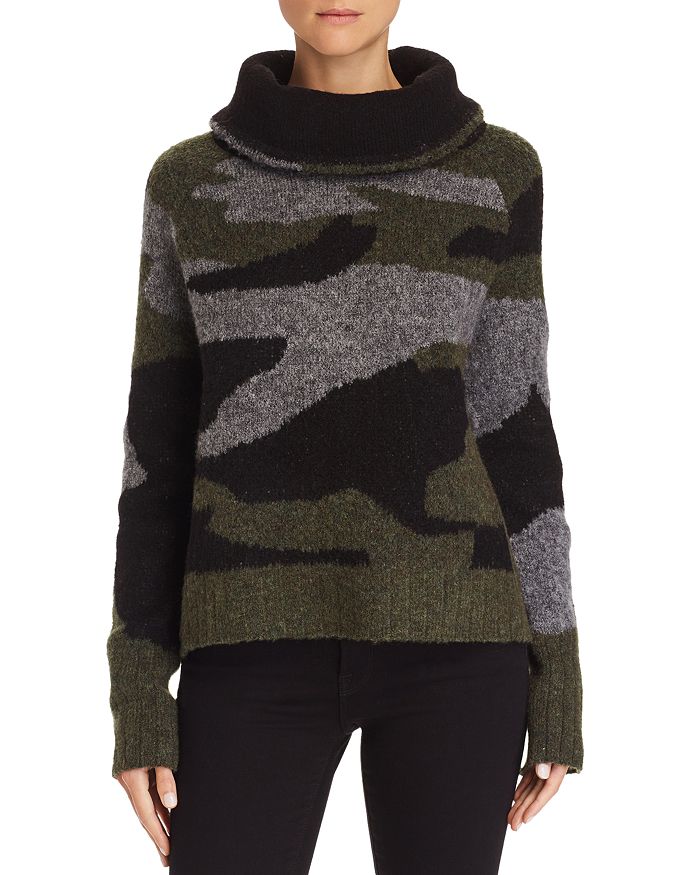 Aqua camo cowl neck sweater clearance