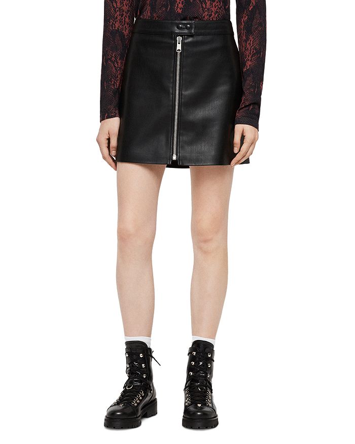 ALLSAINTS Lena Zip-Front Leather Skirt | Bloomingdale's