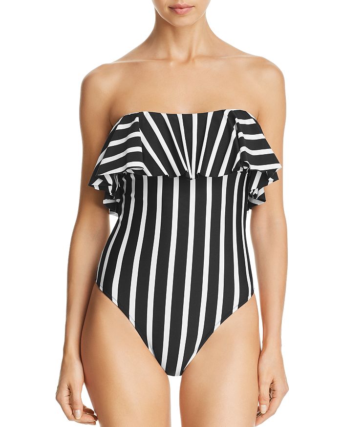 MILLY Stripe Swim Ruffle Tone One Piece Swimsuit Bloomingdale s
