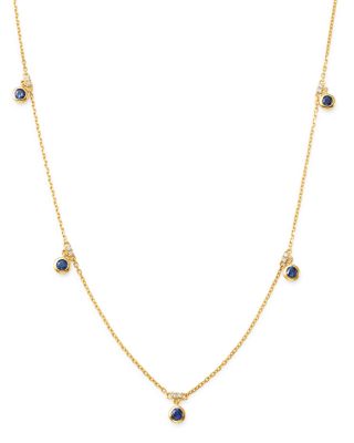 Bloomingdale's Fine Collection - Blue Sapphhire Bezel Set Station Necklace in 14K Yellow Gold, 18"