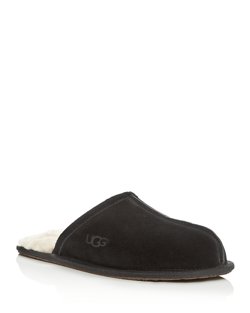 Ugg Black Wool Slip-on Slippers With Cream Lining In Black