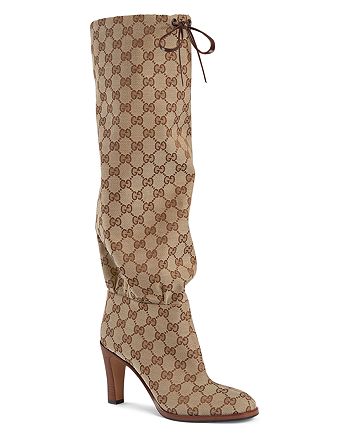 Gucci Women's Lisa GG Canvas Mid-Heel Boots | Bloomingdale's
