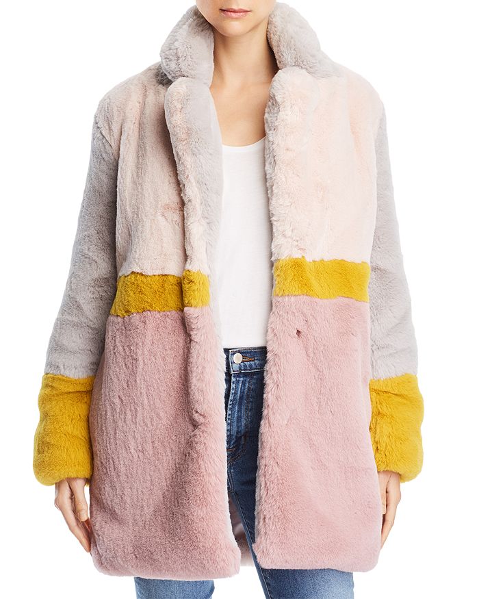 Apparis Lisa Color Blocked Faux Fur Coat Bloomingdale s