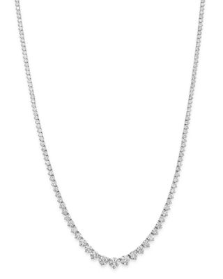 Diamond Graduated Tennis Necklace in 14K White Gold, 15.0 tcw 