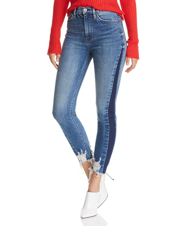 Hudson Holly Shadow Stripe Ankle Skinny Jeans in Shade Off