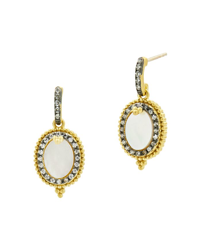 FREIDA ROTHMAN IMPERIAL MINI OVAL DROP EARRINGS IN BLACK RHODIUM-PLATED STERLING SILVER & 14K GOLD-PLATED STERLING ,IMYKZMPE06-14K