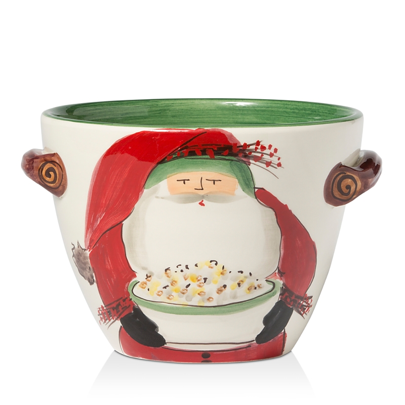 Vietri Old St. Nick Handled Deep Serving Bowl With Popcorn In Multi