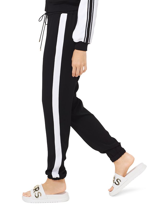Michael Michael Kors Contrast Stripe Jogger Pants In Black/white