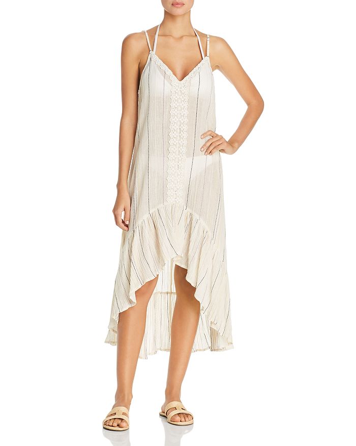 Surf Gypsy Sunset Stripe Dress Swim Cover-up In Ivory
