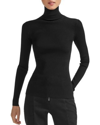 Maje Ribbed Fitted Turtleneck Sweater 