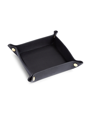 Shop Royce New York Travel Leather Catchall Valet Tray In Black