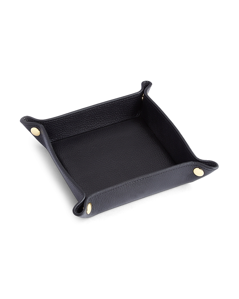 Royce New York Travel Leather Catchall Valet Tray In Black