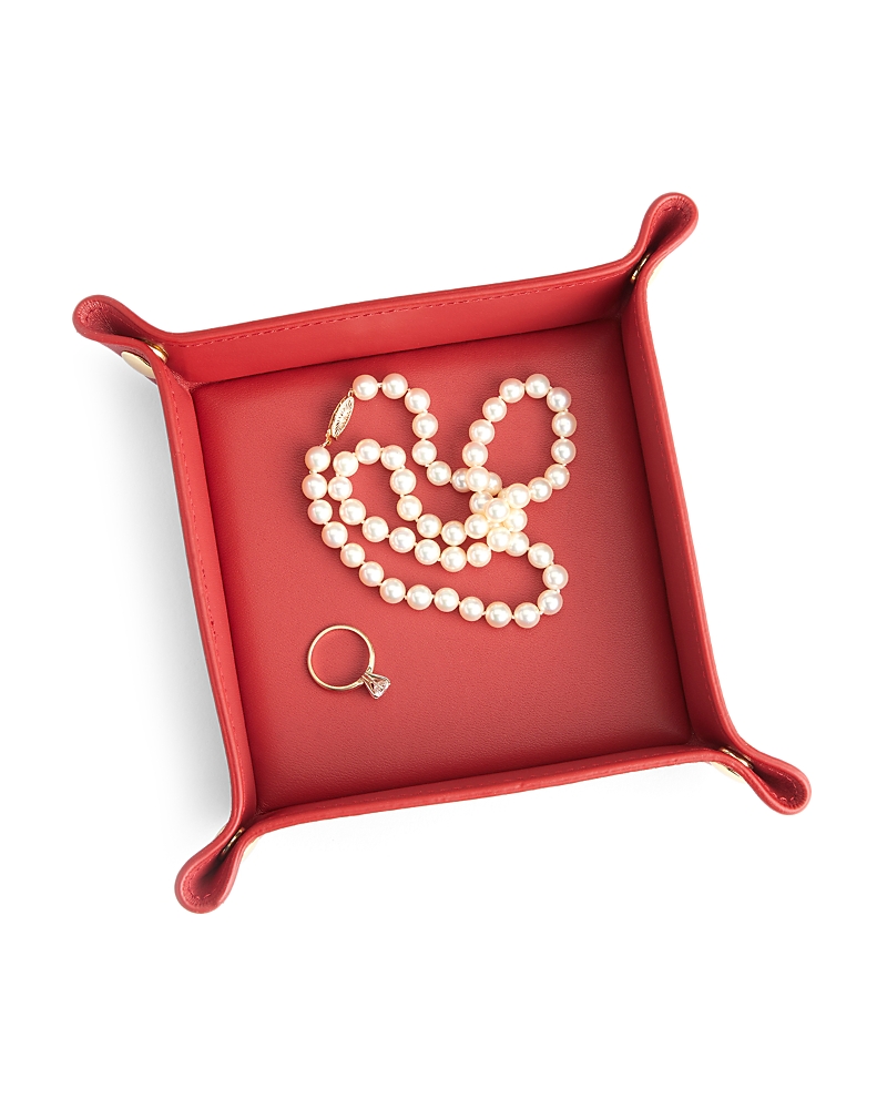 Royce New York Travel Leather Catchall Valet Tray In Red