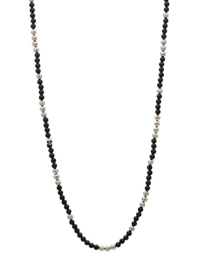 John Varvatos Sterling Silver & Onyx Bead Necklace, 24 In Silver/black