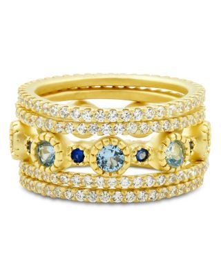 Freida Rothman Imperial Blue Stackable Rings in 14K Gold-Plated ...