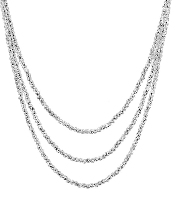 Aqua Sterling Layered Sparkle Necklace, 19 In Silver