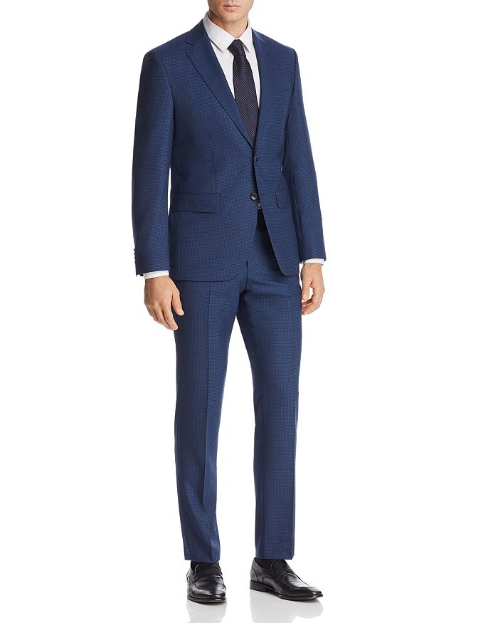 BOSS Johnstons/Lenon Mélange Micro-Checked Regular Fit Suit - 100% ...