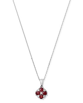 Bloomingdale's - Ruby & Diamond Flower Pendant Necklace in 14K White Gold, 18" - 100% Exclusive