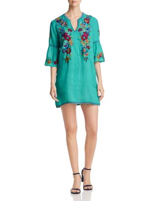 Johnny Was Nandi Embroidered Linen Shift Dress | Bloomingdale's