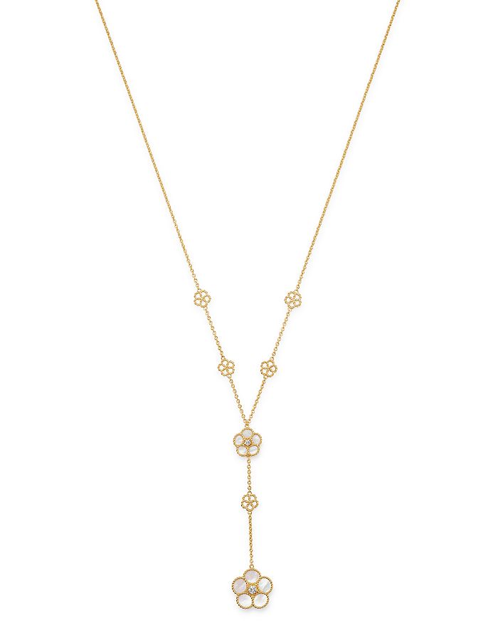 Roberto Coin 18k Yellow Gold Daisy Mother-of-pearl & Diamond Y-necklace, 16 - 100% Exclusive In White/gold