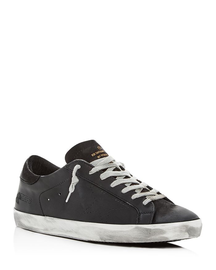 GOLDEN GOOSE MEN'S SUPERSTAR DISTRESSED LEATHER LOW-TOP SNEAKERS,GCOMS590.A6