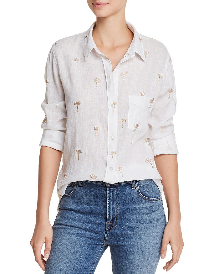 Rails Charli Glitter Palm Print Shirt In Golden Palms