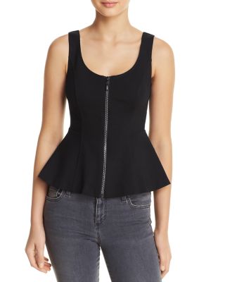 GUESS Mira Zip-Front Peplum Top | Bloomingdale's