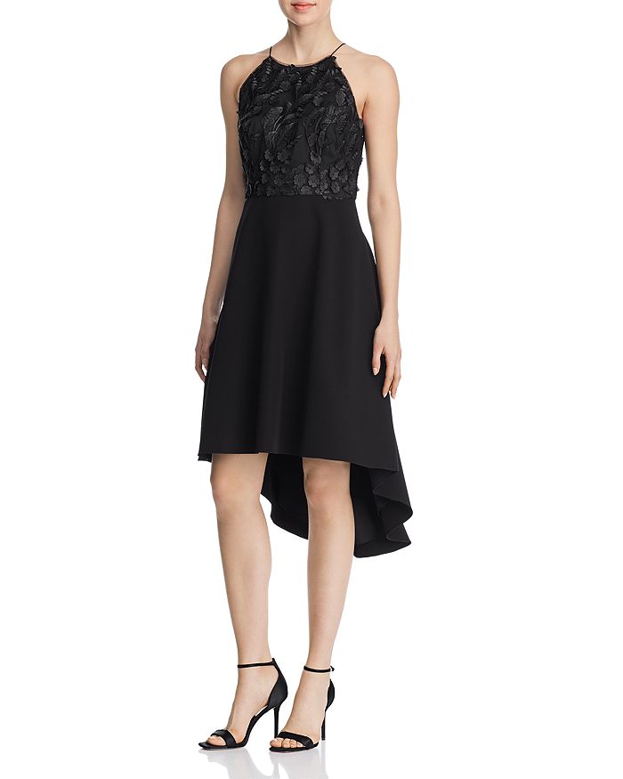 Aidan Mattox Aidan By  Floral-applique Dress - 100% Exclusive In Black