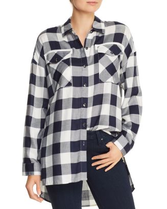 AQUA High/Low Buffalo Plaid Shirt - 100% Exclusive | Bloomingdale's