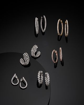 Diamond Inside Out Earrings in 14K White Gold, 3.0 tcw 