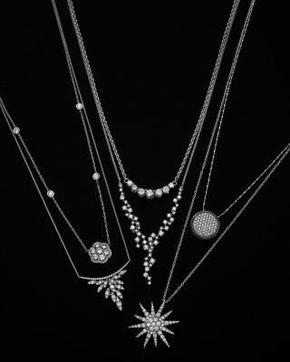 Diamond Starburst Pendant Necklace in 14K White Gold, 1.5 tcw 