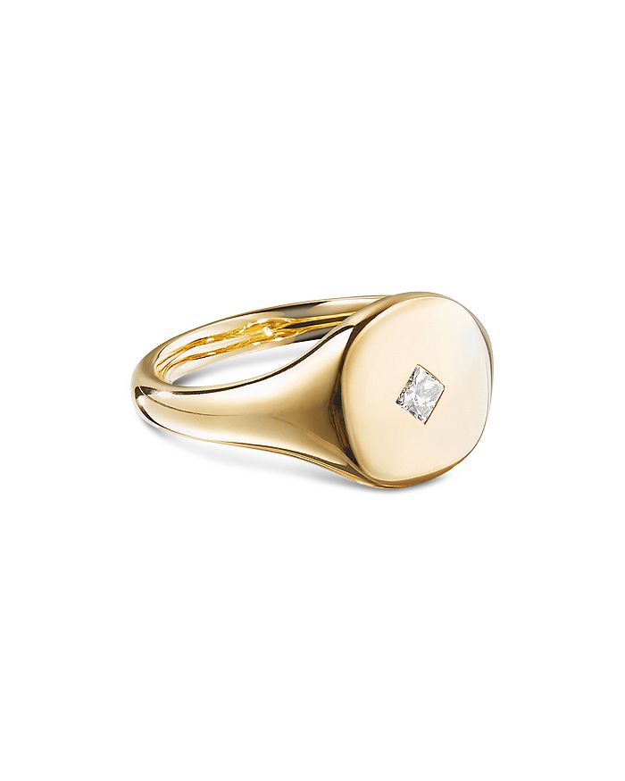 DAVID YURMAN CABLE COLLECTIBLES PRINCESS CUT MINI PINKY RING IN 18K GOLD WITH DIAMONDS,R14221D88ADI3