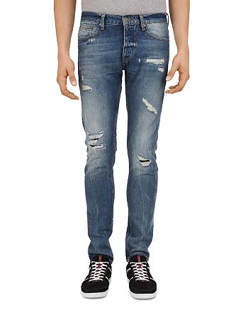The Kooples Distressed Slim Fit Jeans in Light Blue | Bloomingdale's