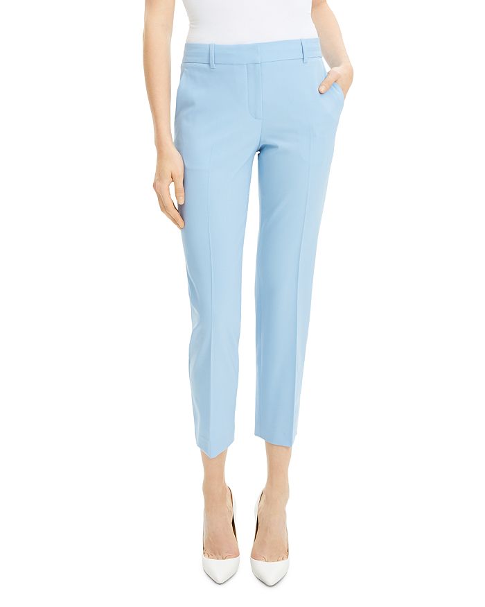 Theory Treeca Wool-blend Cropped Pants In Blue Stream