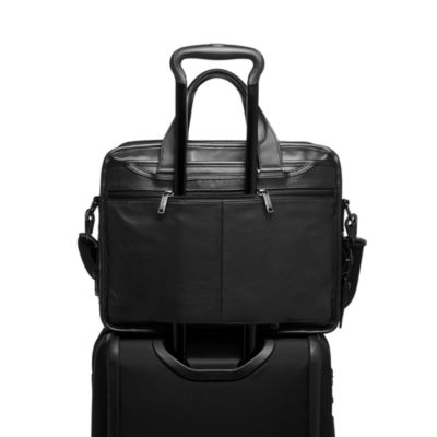 Alpha 3 Leather Expandable Organizer Laptop Brief