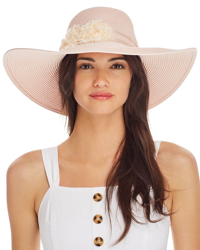 August Hat Company Floral-trim Floppy Hat In Blush