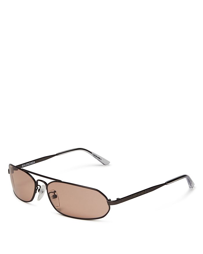 Balenciaga Women's Brow Bar Rectangular Sunglasses, 61mm In Gunmetal/brown Solid