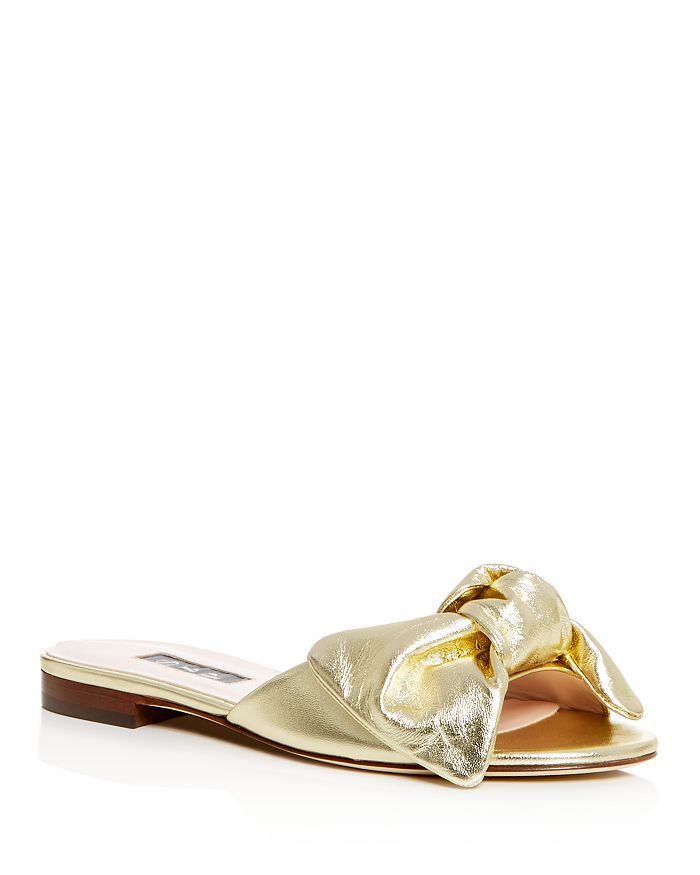 Sjp By Sarah Jessica Parker Women's Finn Bow Slide Sandals In Platine