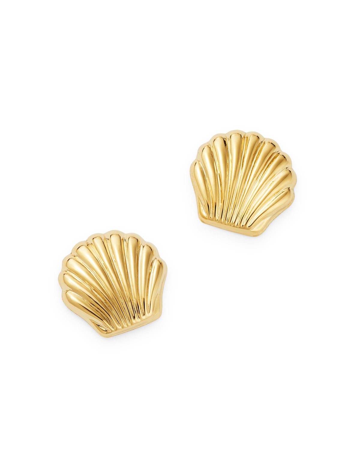 14K Yellow Gold Seashell Stud Earrings