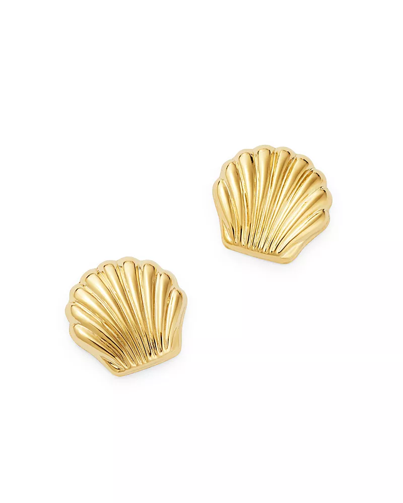 Moon & Meadow 14K Yellow Gold Seashell Stud Earrings - Exclusive